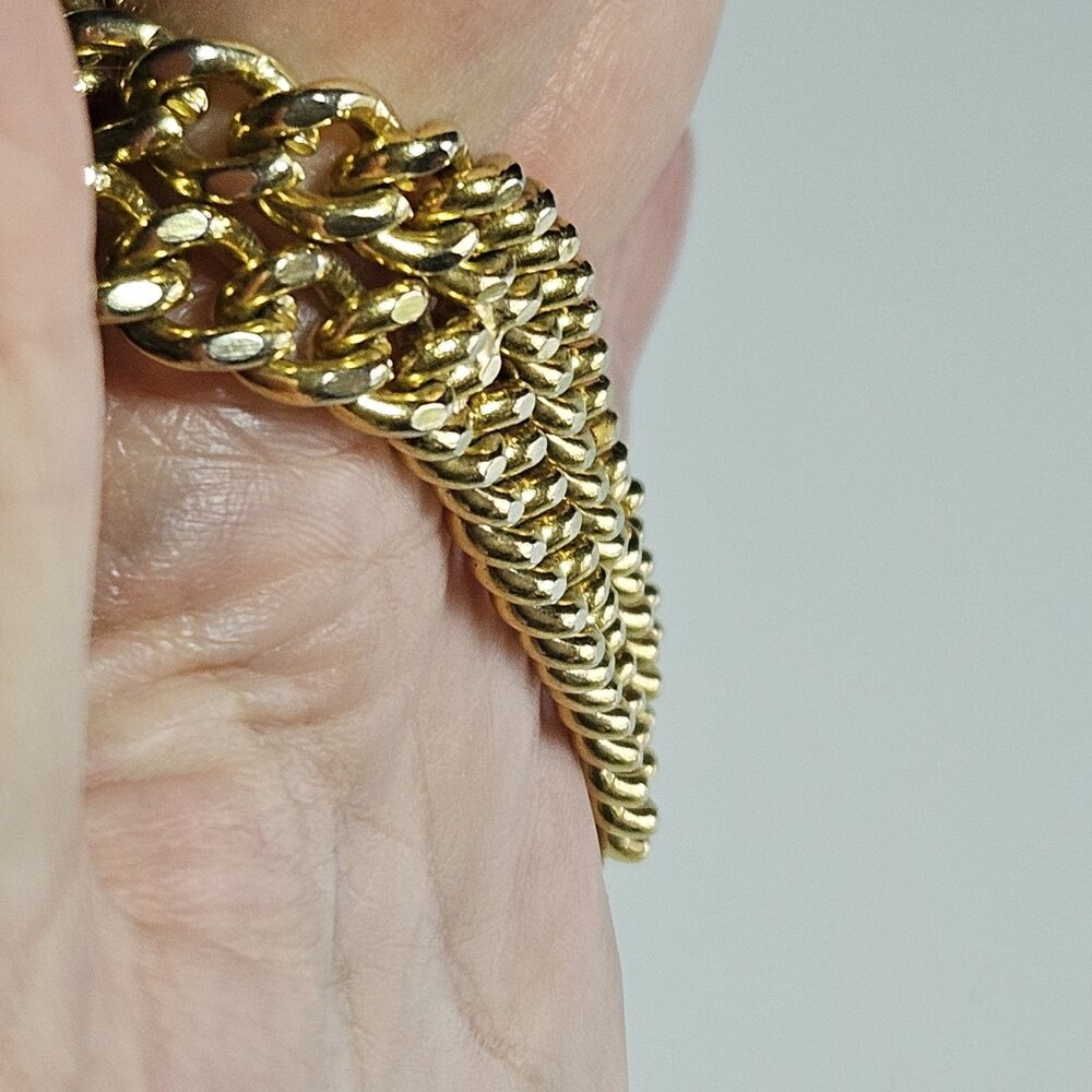 Vintage Goldette NY Gold Tone bracelet 6.75” Chunky Chain Layered - Picture 4 of 16